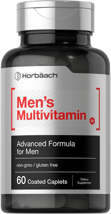 Men's multivitamin supplement bottle with 'Horbaach' branding on a white background