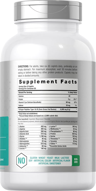 View 2 Supplement Facts panel for CL Horbaach Collagen with Vitamin C, 6000 mg, 300 tablets.