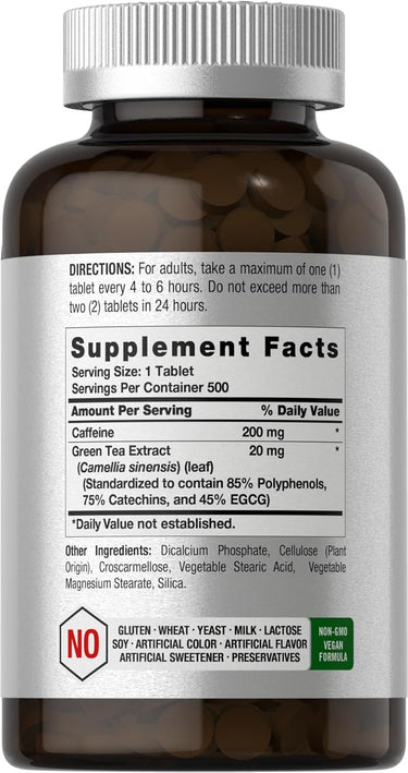 View 2 Caffeine Pills 220mg with Green Tea | 500 Tablets