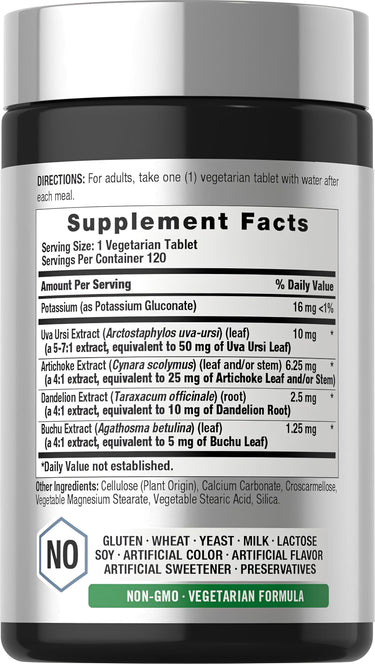 View 2 Supplement Facts panel for Horbaach Water Pill Tablets, 120 Count.