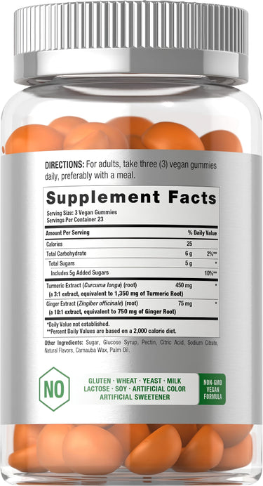 View 2 Supplement Facts panel displaying details for Horbaach Turmeric Gummies 70.