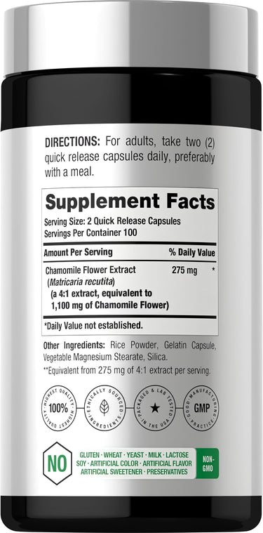 View 2 Horbaach Chamomile 1100 mg with 200 quick release capsules.