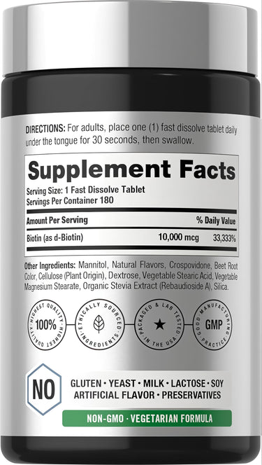 View 2 Horbaach Biotin 10,000 mcg, 180 tablets.