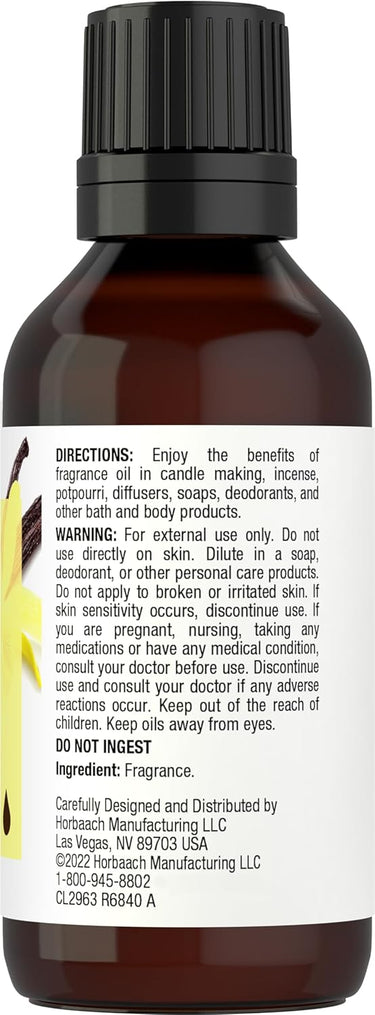 Brown bottle with black cap and white label on a white background