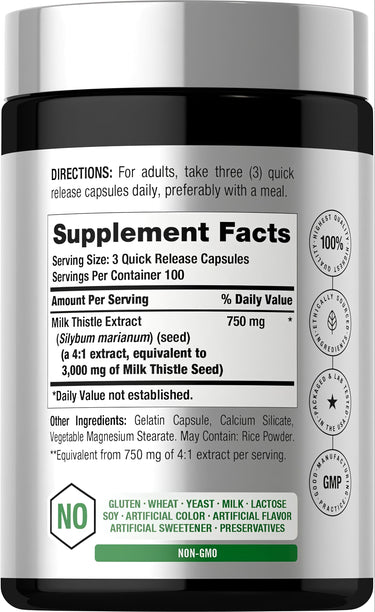 View 2 Horbaach Milk Thistle Extract 3000 mg with 300 quick-release capsules.