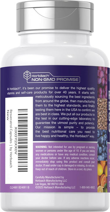 Bottle with a purple label featuring text and product details.