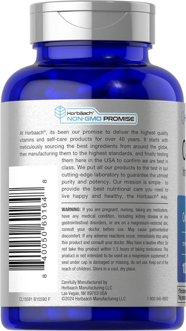 View 3 Blue supplement bottle with silver cap and label on a white background