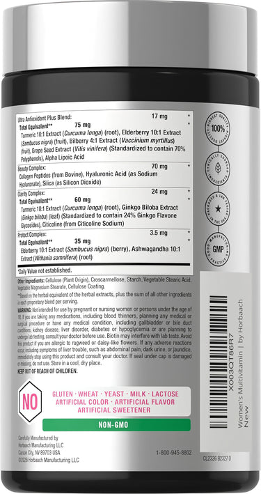 View 3 Horbaach Women's Multivitamin 50 Plus, 60 coated caplets bottle.