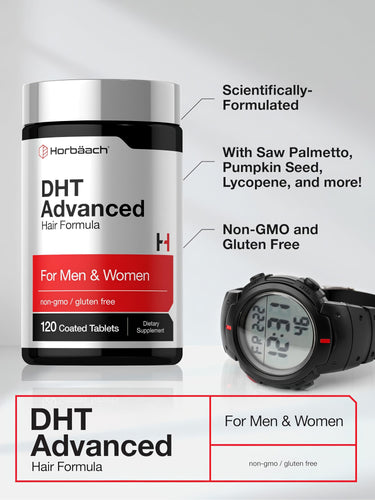 View 4 Horbäach DHT Advanced Hair Formula 120 tablets for men and women, non-GMO and gluten-free.