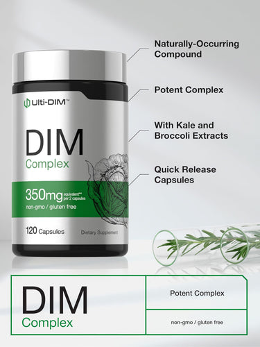 View 4 Ulti-DIM DIM Complex, 350mg per 2 capsules, 120 capsules, non-GMO and gluten-free dietary supplement.