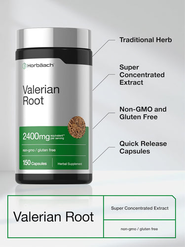 View 4 Valerian Root 2400mg 150 Capsules. Super Concentrated Extract, Non-GMO, Gluten Free, Traditional Herb, Quick Release.