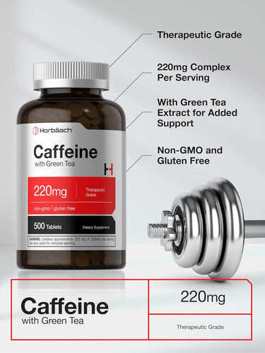 View 4 Caffeine Pills 220mg with Green Tea | 500 Tablets