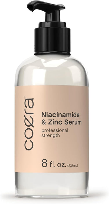 Coera Niacinamide & Zinc Serum bottle with pump on a white background