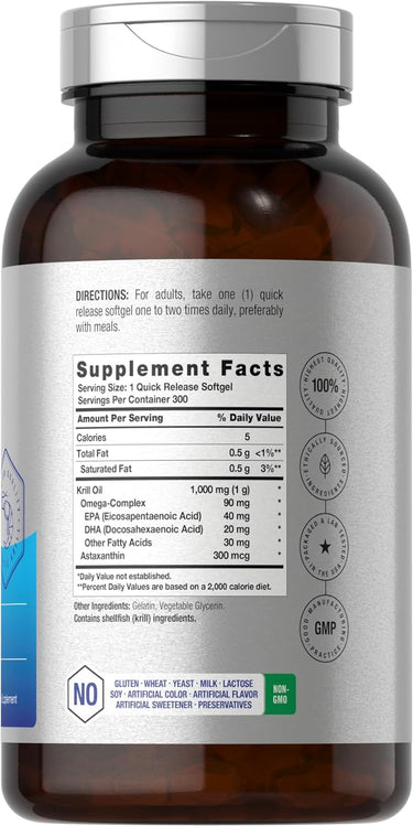 Aceite de Kril 1000mg | 300 Cápsulas Blandas