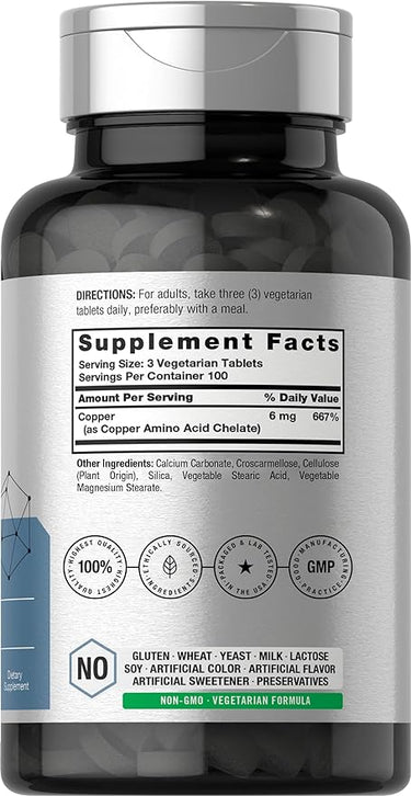 Copper Chelated 6mg per serving | 300 Tablets