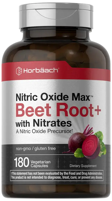 View 1 Horbaach Nitric Oxide Max Beet Root supplement bottle on a white background