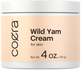 view 1 Coera Wild Yam Cream jar with beige label and white lid
