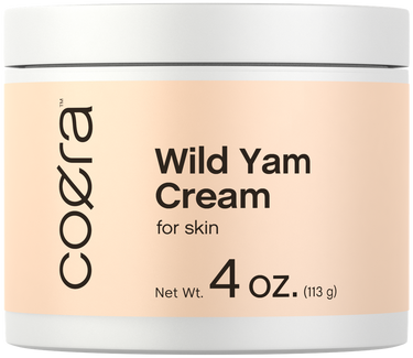 View 1 Coera Wild Yam Cream jar with beige label and white lid