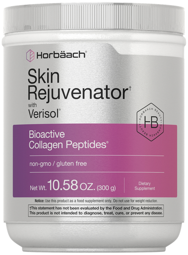 Harbäach Skin Rejuvenator with Verisol dietary supplement container.