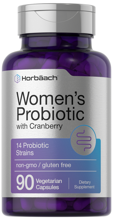 View 1 Purple bottle of Horbaach Women's Probiotic with Cranberry on a white background