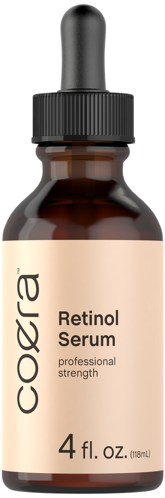 Coera Retinol Serum bottle with dropper on a white background