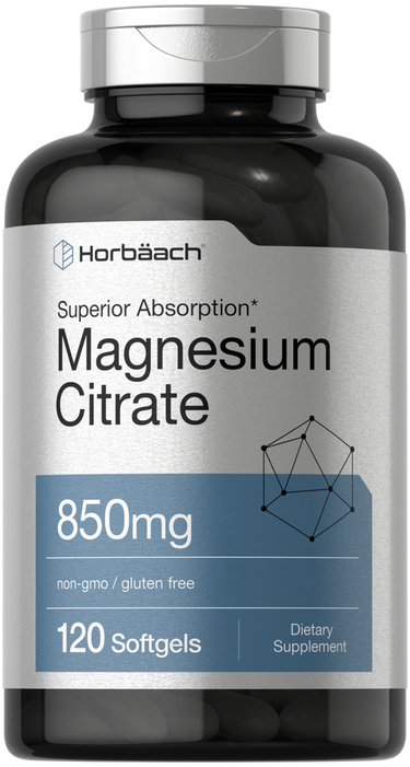 View 1 Horbaach Magnesium Citrate supplement bottle with label