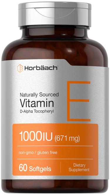 View 1 Horbaach Vitamin E supplement bottle on a white background