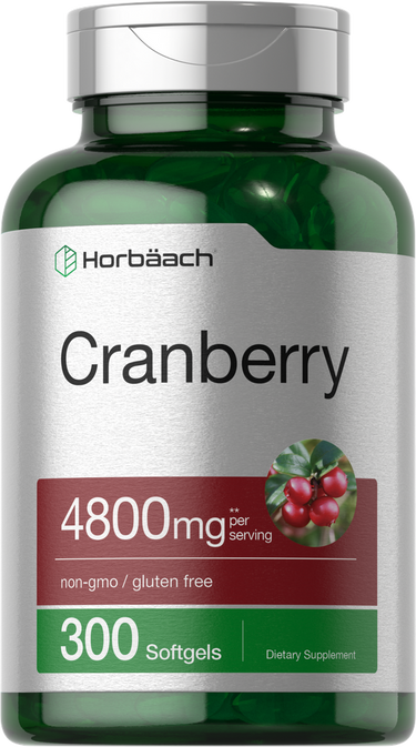 View 1 Horbaach Cranberry supplement bottle with green and silver design
