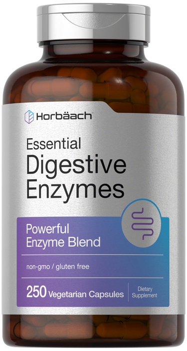 Horbaach Essential Digestive Enzymes supplement bottle with label