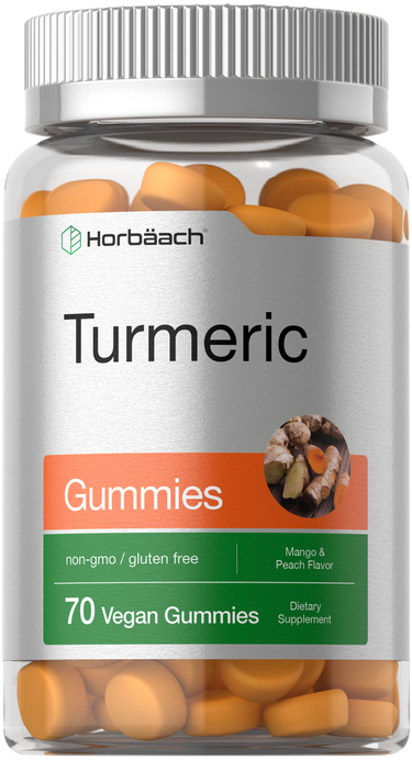 Jar of Horbaach Turmeric Gummies with visible gummies inside