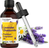Horbaach Essentials Lavender Chamomile fragrance oil bottle with dropper and lavender flowers on a white background