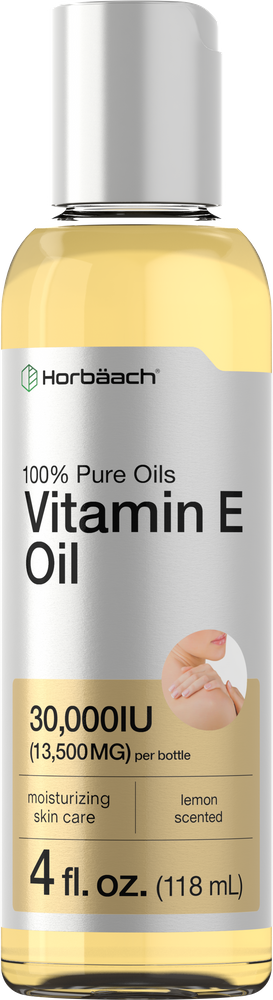 View 1 Vitamin E oil bottle with visible branding and product details.