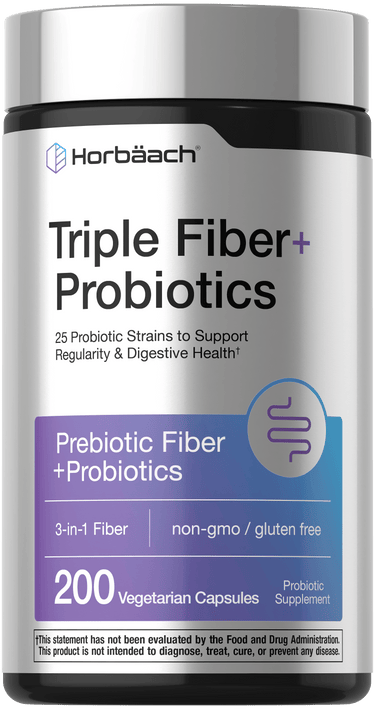 View 1 Triple Fiber + Probiotics, 200 Vegetarian Capsules. Prebiotic 3-in-1 Fiber with Probiotics, non-gmo, gluten free.