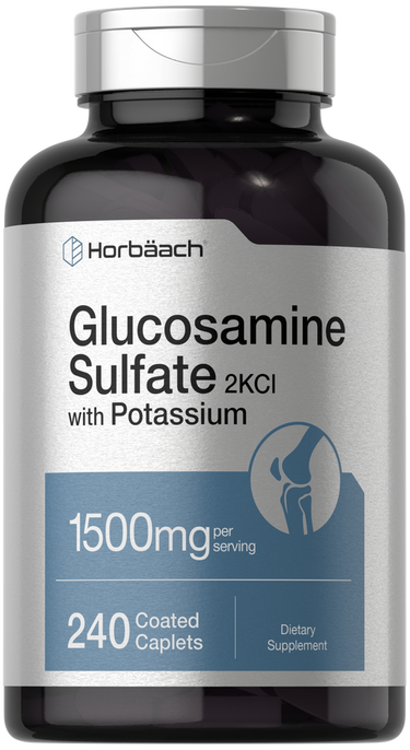 Horbaach Glucosamine Sulfate 2KCI supplement bottle on a white background