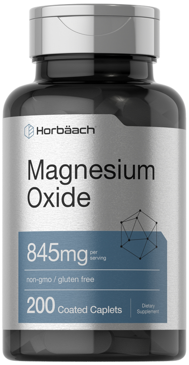 View 1 Bottle of Horbaach Magnesium Oxide supplement on a white background