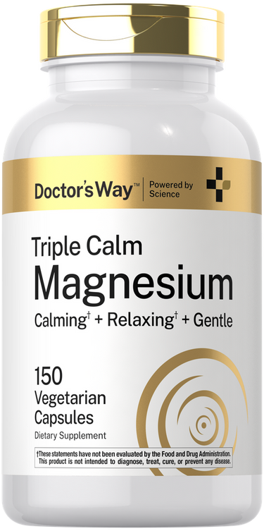 Supplement bottle labeled 'Triple Calm Magnesium' by Doctor's Way on a white background