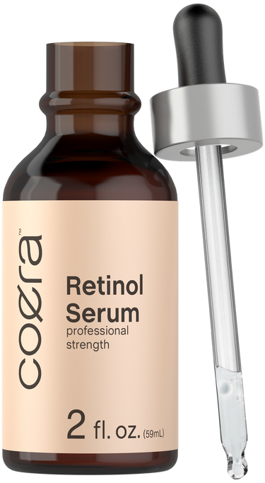 View 1 Coera Retinol Serum bottle with dropper on a light background
