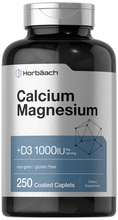 View 1 Horbaach Calcium Magnesium +D3 1000IU supplement bottle on a white background