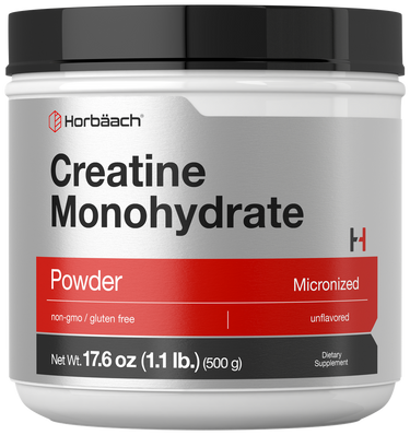 View 1 Jar of Horbaach Creatine Monohydrate Powder on a white background