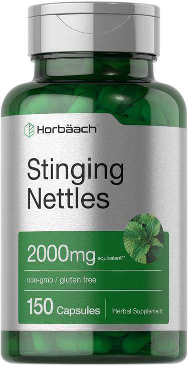 View 1 Horbaach Stinging Nettles supplement bottle on a white background