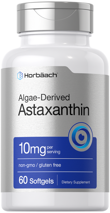 Horbaach Algae-Derived Astaxanthin supplement bottle on a white background