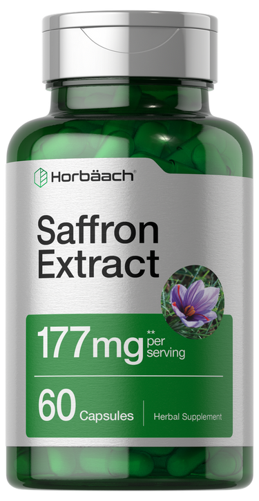View 1 Horbaach Saffron Extract supplement bottle on a white background