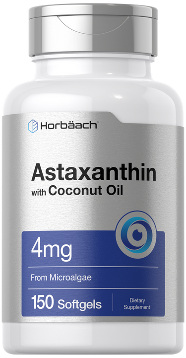 View 1 Horbaach Astaxanthin with Coconut Oil supplement bottle on a white background