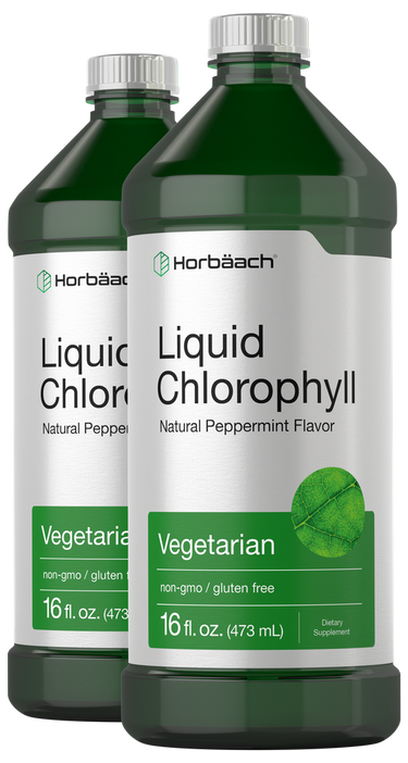 View 1 Two bottles of Horbaach Liquid Chlorophyll on a white background