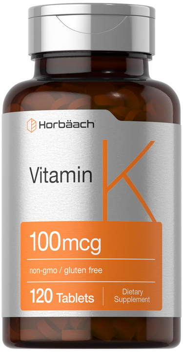 View 1 Horbaach Vitamin K supplement bottle with orange label on a white background