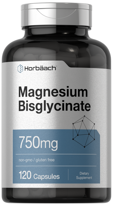 View 1 Bottle of Horbaach Magnesium Bisglycinate supplement with label on a white background