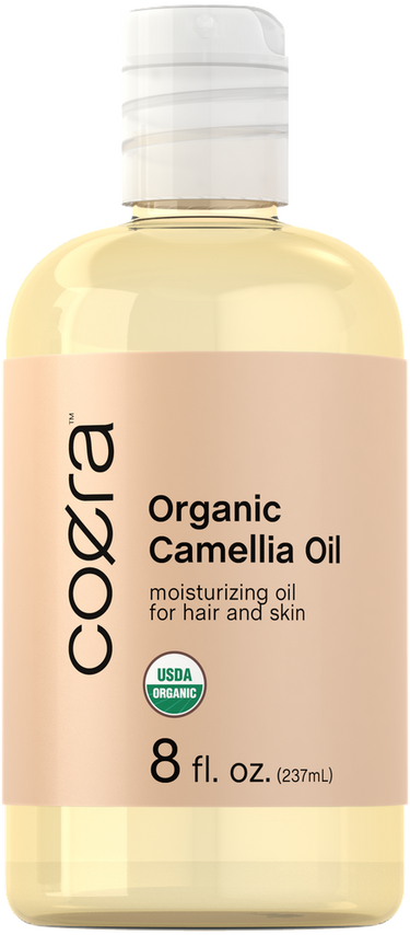 Coera Organic Camellia Oil bottle on a white background