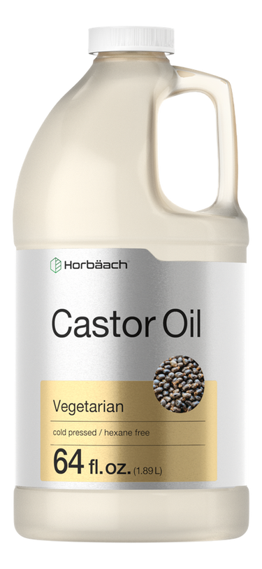 Horbaach Castor Oil container with label on a white background