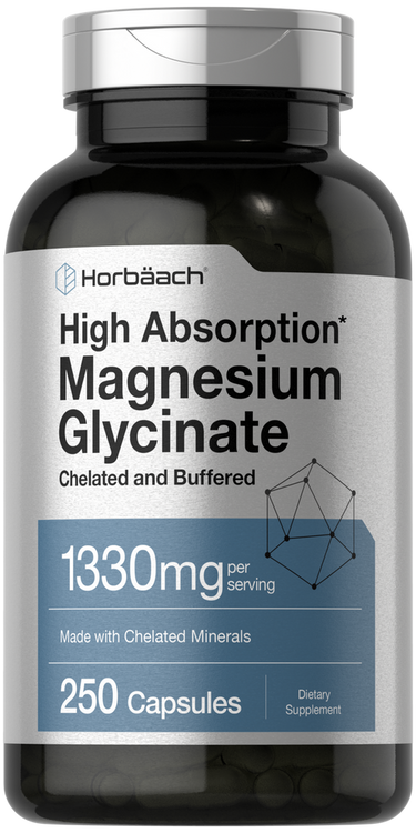 View 1 Horbaach High Absorption Magnesium Glycinate supplement bottle on a white background