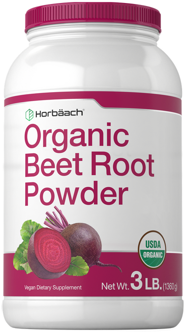 View 1 Horbaach Organic Beet Root Powder container with USDA Organic label on a white background